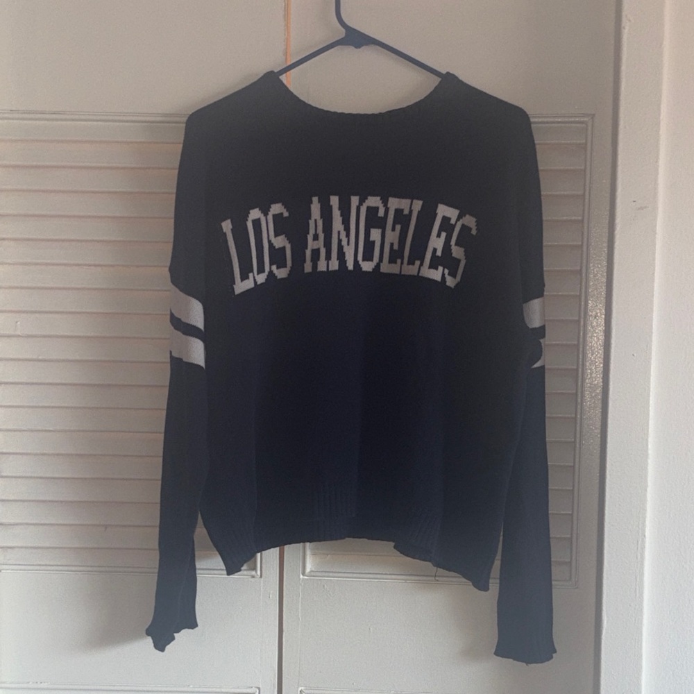 Navy Brandy Melville Long Sleeve Crew Neck Sweater